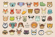Funny Animal faces illustrations set, an Animal Illustration by GooseFrol (Thumbnail 1 of 9)