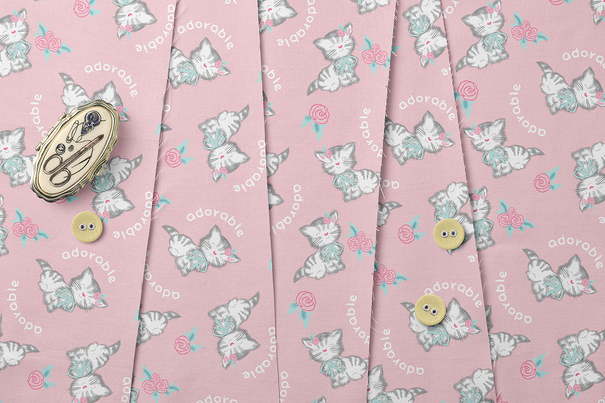 Adorable Kitten Seamless Pattern, a Pattern Graphic by StudioGlouna (Photo 3 of 5)