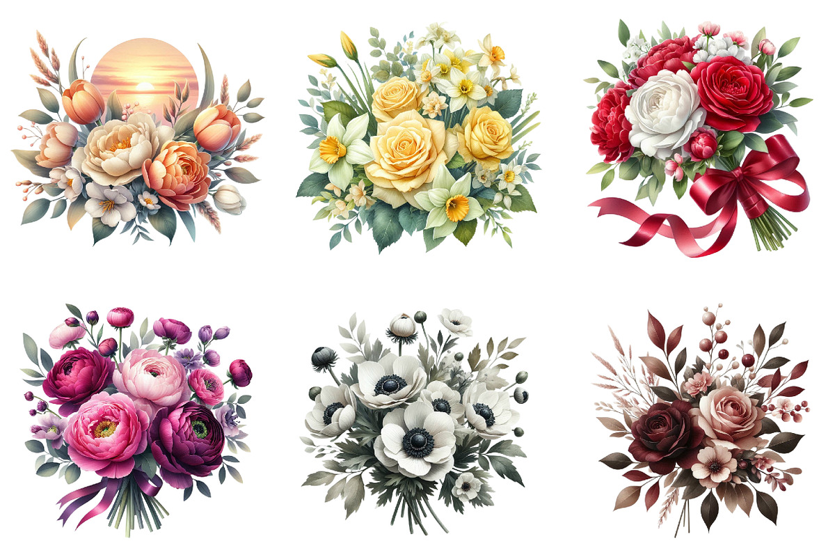 Wedding Flower Bouquet Clipart, an Illustration by DreamArtGraphic (Photo 4 of 4)