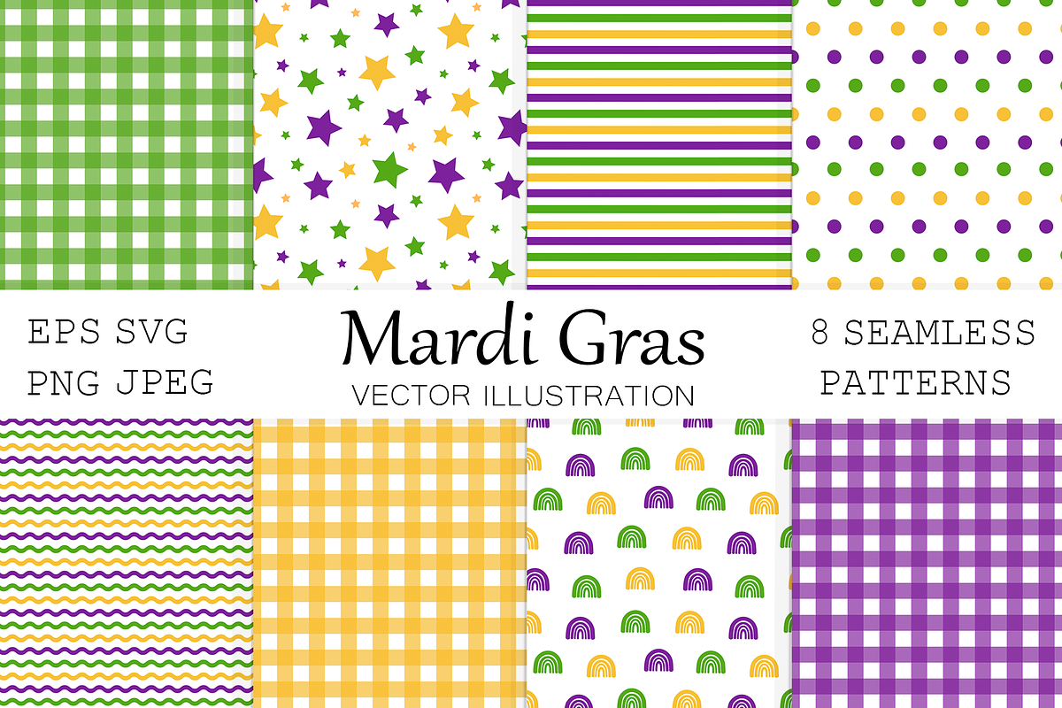 Mardi Gras background pattern, a Pattern Graphic by IrinaShishkova (Photo 1 of 6)