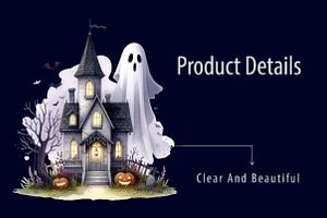 Watercolor Halloween Ghost House PNG