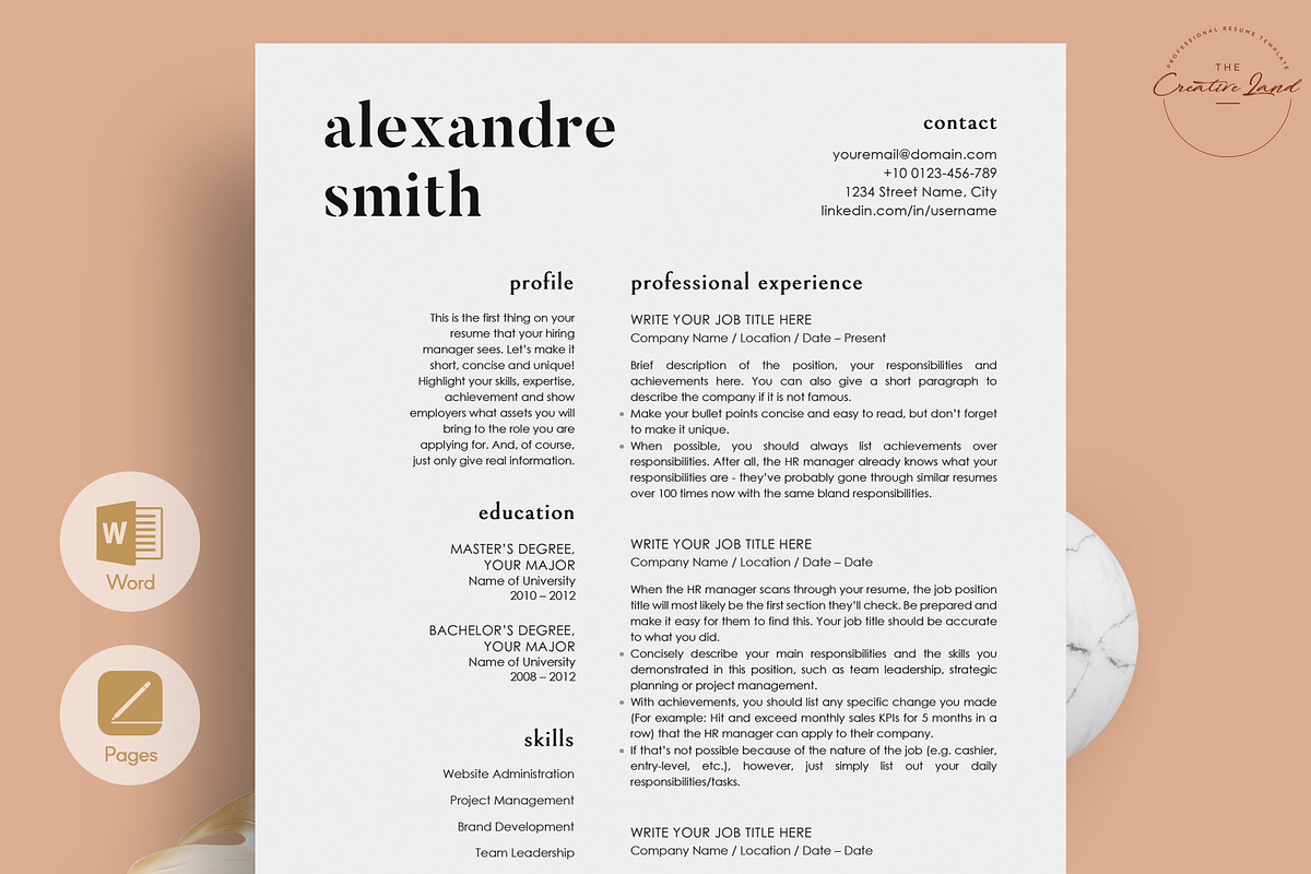 Resume/CV - The Smith, a Resume Template by CreativeLandStudio (Photo 1 of 7)