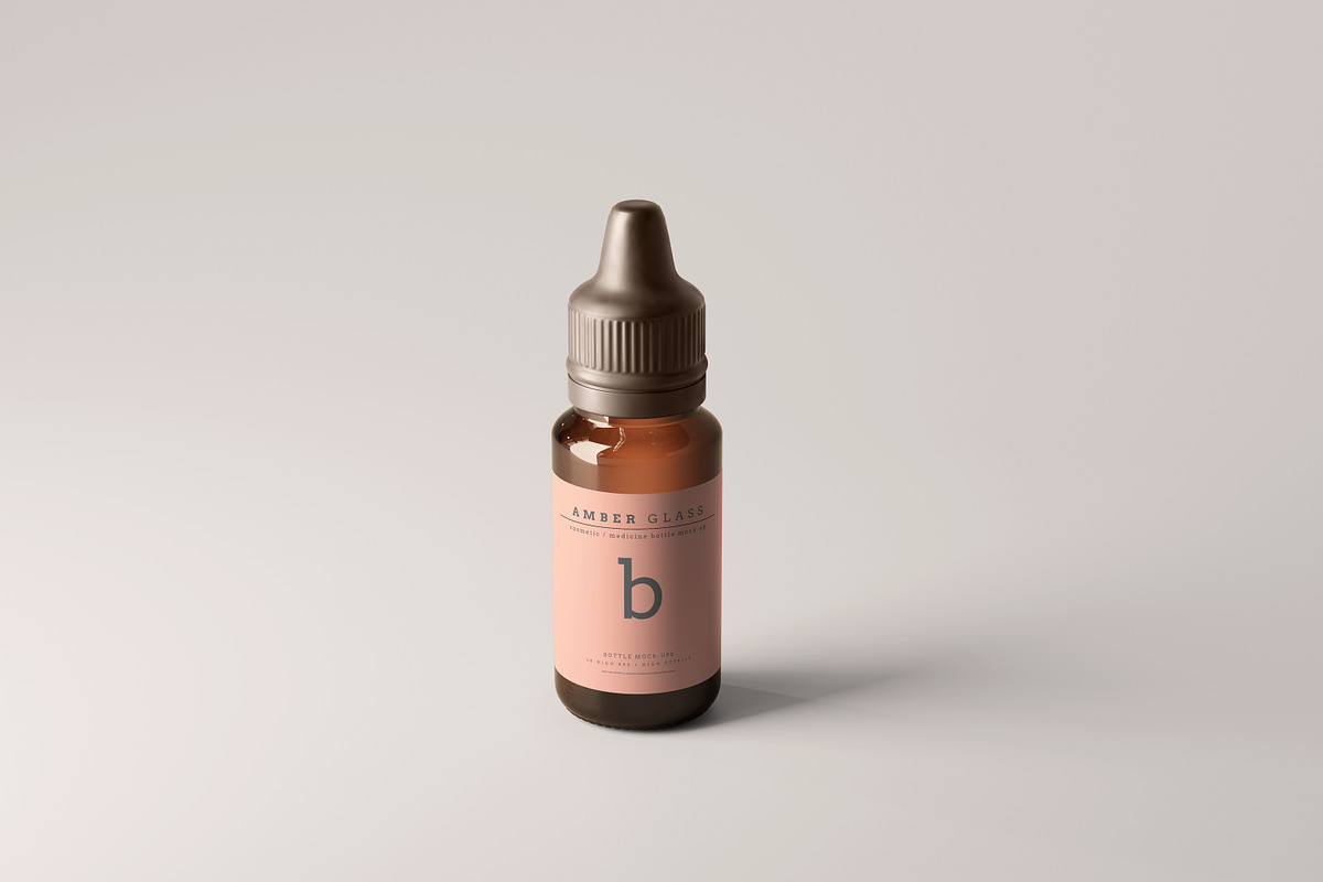 Amber Glass Dropper Bottle Mockups, a Cups & Container Mockup by pmvch (Photo 5 of 20)