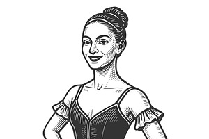 Smiling Female Ballet Dancer, a Person Illustration by AlexArt