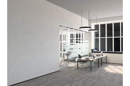 Empty office, white wall in front of
