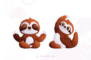 4 Sloths Doing Yoga, an Animal Illustration by JAVVANI (Thumbnail 2 of 3)