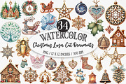 Christmas Laser Cut Ornaments Bundle, an Illustration by Designking (Thumbnail 1 of 5)