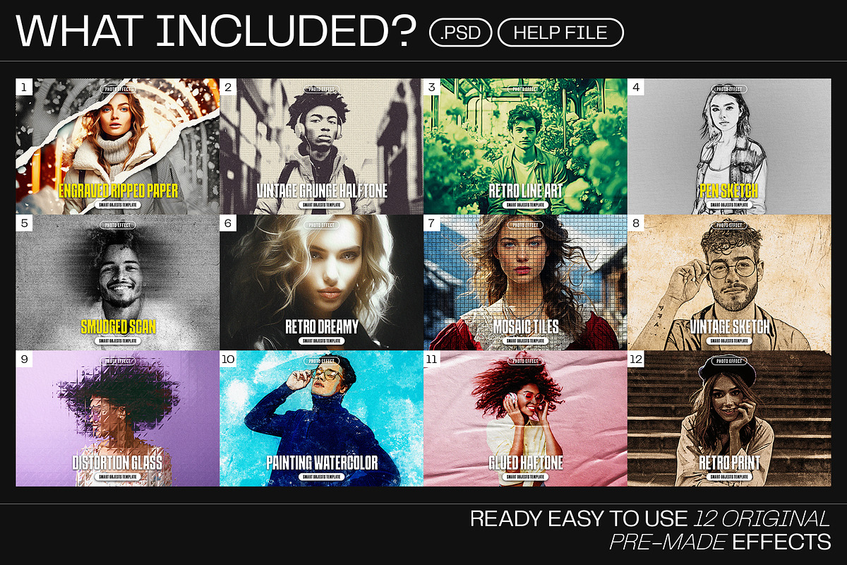 12 Photo Effect Templates, a Layer Style Add-On by iDoodle Studio ...