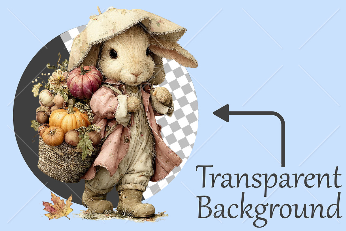 Whimsical Fall Autumn Bunny Clipart, a Seasonal Illustration by Canvas Craft (Photo 2 of 10)