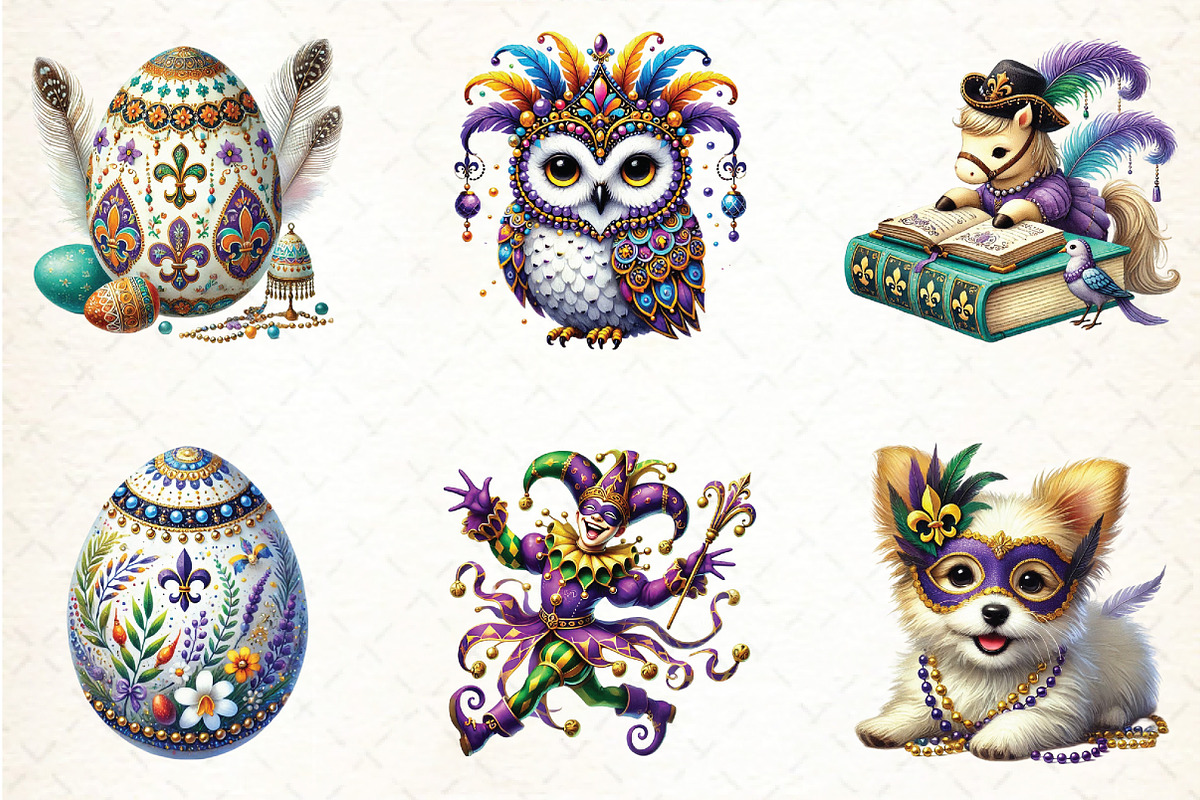 Watercolor Mardi Gras  Sublimation, an Illustration by DreamCafeArt (Photo 2 of 3)