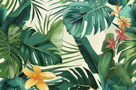 Wallpaper with tropical flowers, a Wallpaper Photo by Imaginarium