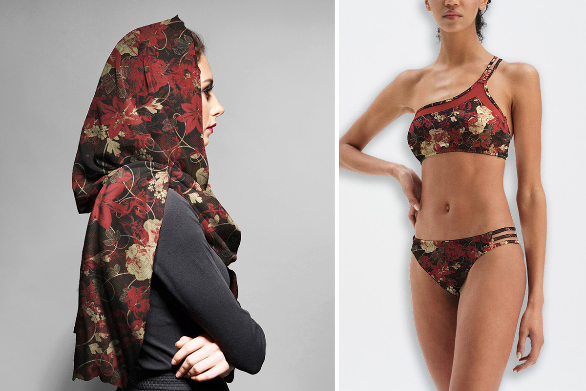 Elegant Red Botanical Allover, a Pattern Graphic by Gullenda (Photo 5 of 6)