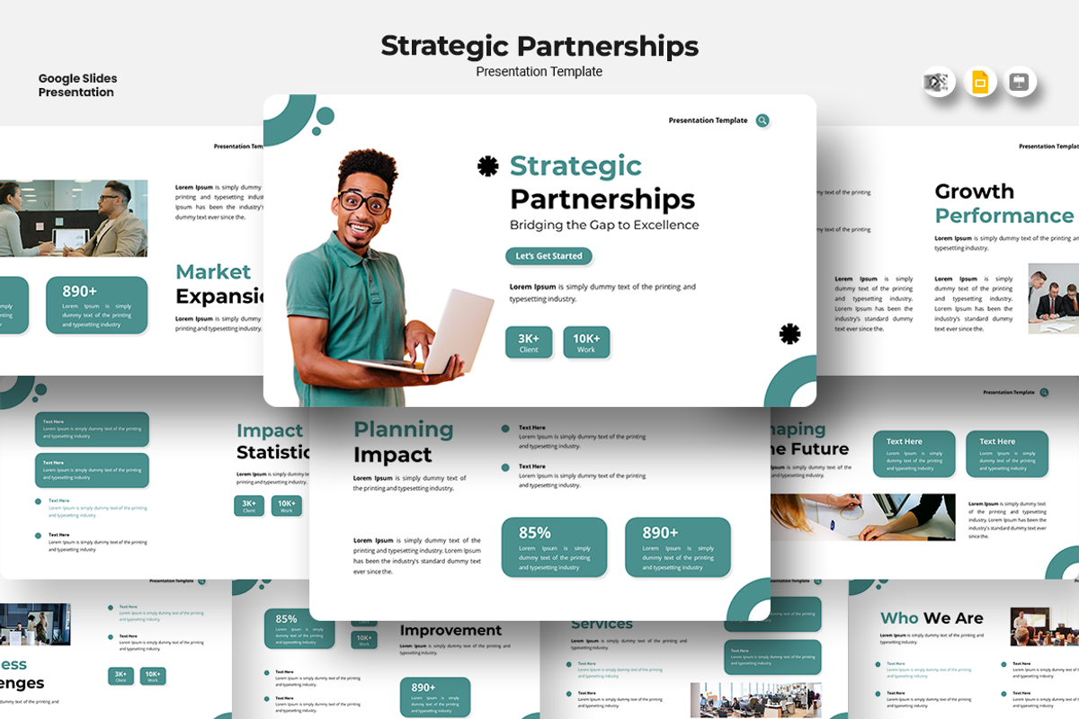 Strategic Partnerships Google Slides, a Presentation Template by Iqsiart Studio (Photo 1 of 3)
