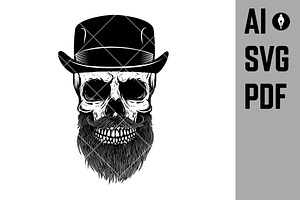 Illustration Of Bearded Skull