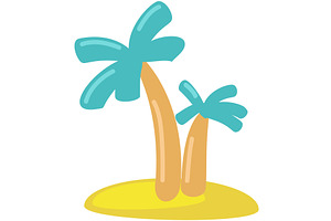 Cartoon island with palm tree vector