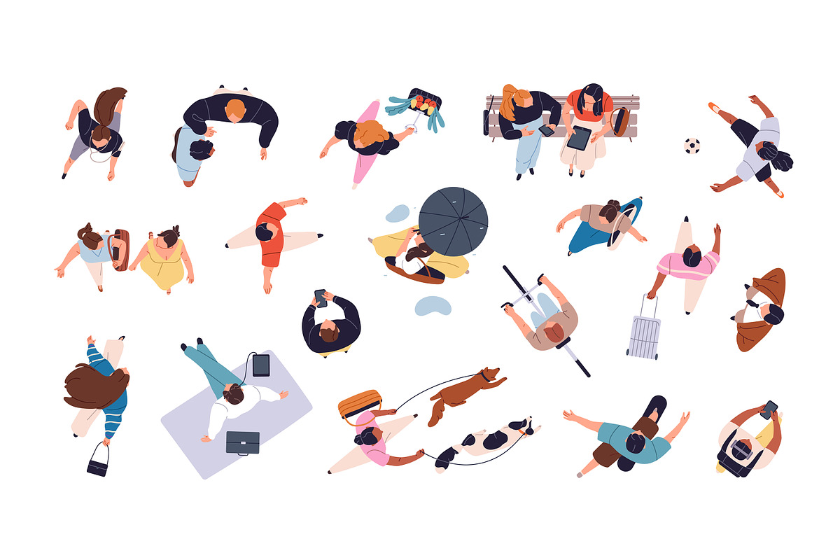 People crowd top view set + patterns, a Person Illustration by PaperTrident (Photo 1 of 4)