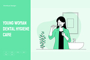 Young Woman Dental Hygiene Care, a Person Illustration by Partikusi Design (Thumbnail 1 of 3)