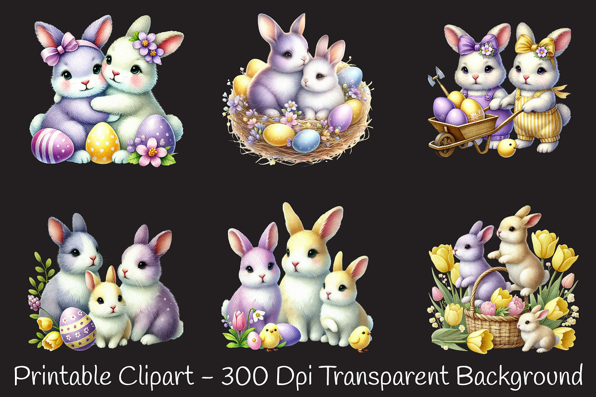 Easter bunnies family clipart, an Illustration by RobertsArt (Photo 3 of 7)