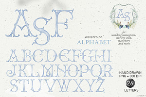 Blue monogram letters crest initials