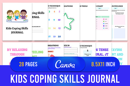 Kids Coping Skills Journal Canva, a Stationery Template by Designmela01