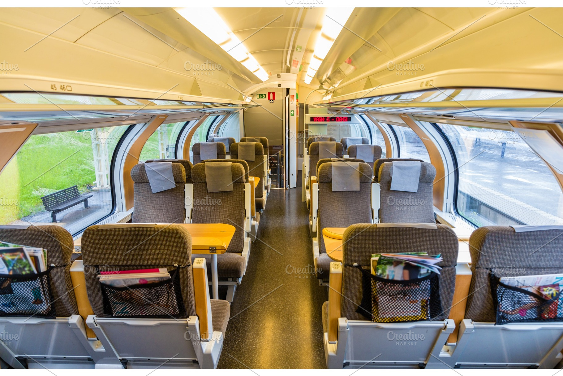 Interior of Sweden suburban train, upper deck, a Transportation Photo by Leonid Andronov