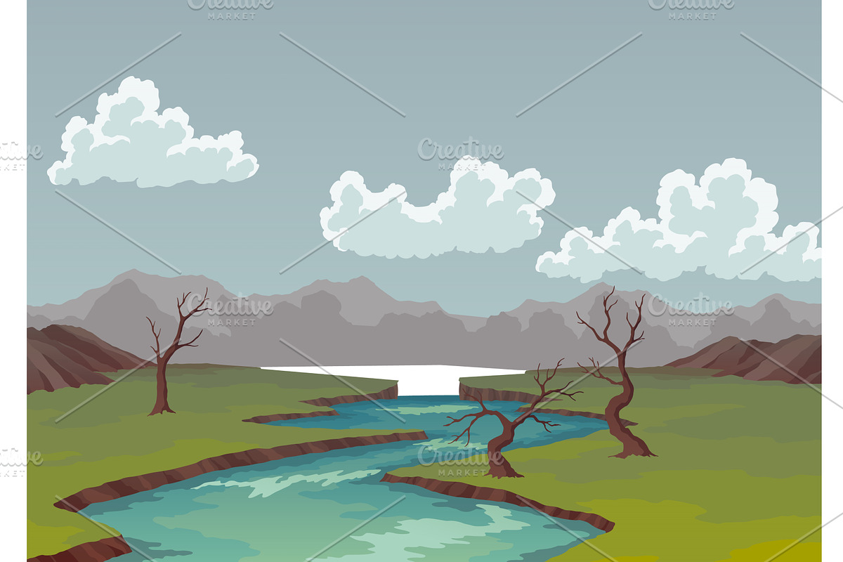 Pollution earth. Landscape, an Object Illustration by Things for designers