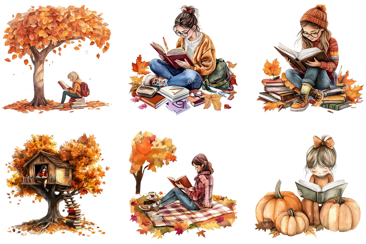 Back to School Autumn Clipart Girl, an Illustration by cherrydesign (Photo 2 of 3)