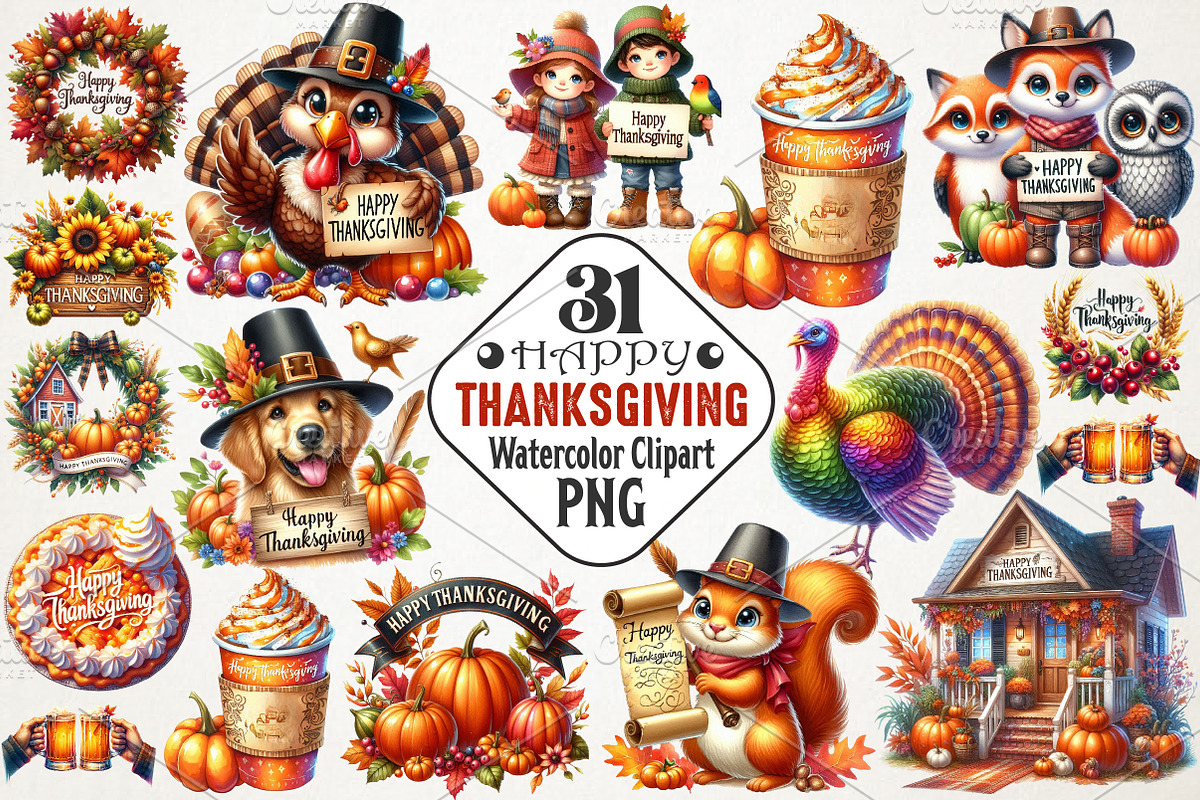 Happy Thanksgiving Clipart, an Illustration by RobertsArt (Photo 1 of 7)