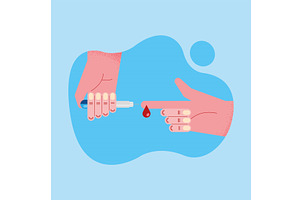 hands monitoring glucose, a Healthcare Illustration by studiogstock