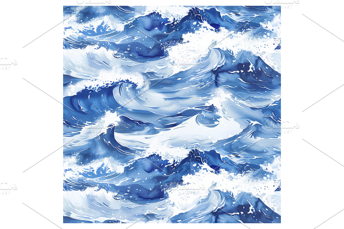 Watercolor Waves Digital Paper, a Pattern Graphic by Chromolume Studio (Photo 8 of 28)