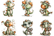 Whimsical Dinosaur Valentine Clipart, an Illustration by CraftArtStudio (Thumbnail 6 of 6)