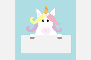 Unicorn Head Face Holding Paper