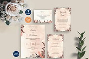 Boho Floral Wedding invite Set Canva, an Invitation Template by Aks-Designs (Thumbnail 1 of 6)
