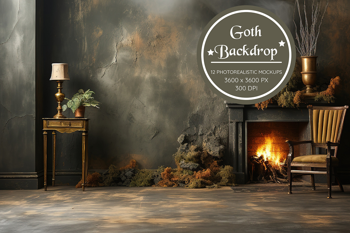 Goth Backdrop Vintage Mockups, a Household Mockup by Fun Digital (Photo 1 of 4)