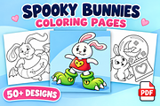 Spooky Bunnies Coloring Pages Vol. 2, an Animal Illustration by Inkivelle Studio (Thumbnail 1 of 3)