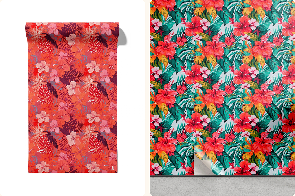 Coral Lagoon Hibiscus Florals, a Pattern Graphic by Ninterints (Photo 8 of 10)