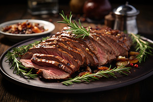BBQ meat on wooden table, a Food & Drink Photo by AlyaAnd