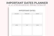 Important Dates Planner Printable, a Stationery Template by M9 Design (Thumbnail 1 of 5)