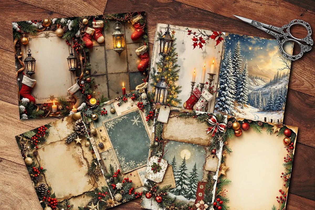 Vintage Christmas Junk Journal Kit, a Seasonal Illustration by Gonez Studio (Photo 4 of 5)