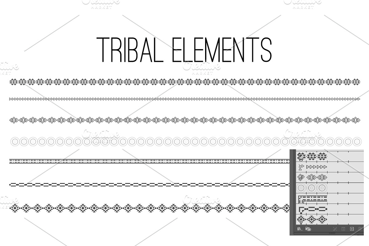 18 Tribal elements + 6 Brushes, an Object Graphic by Iryna Danyliuk (Photo 5 of 5)