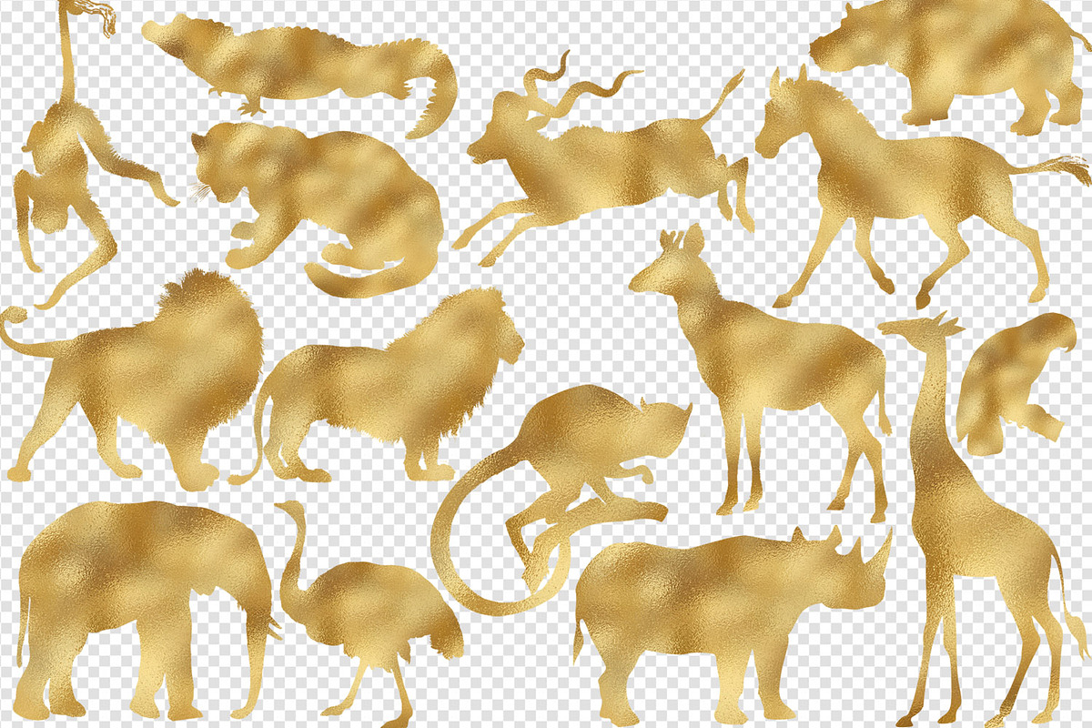 Gold Foil African Animals Clipart preview 2