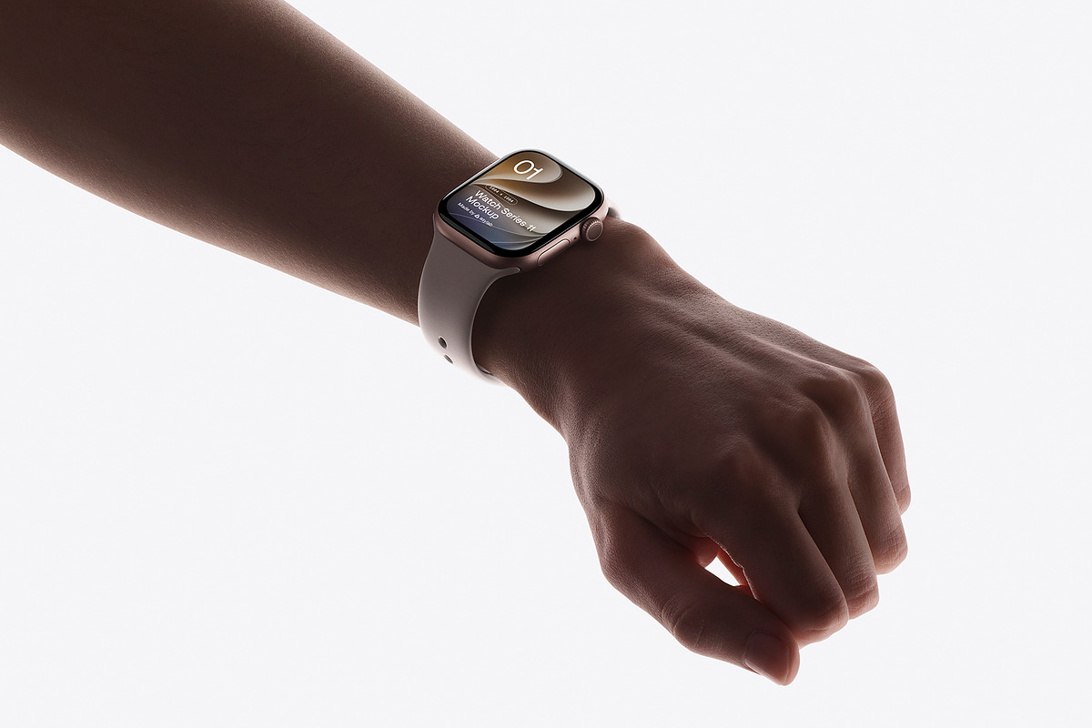 24 Watch Series 11 in Hand Mockups, a Wearable Device Mockup by Asylab (Photo 35 of 107)