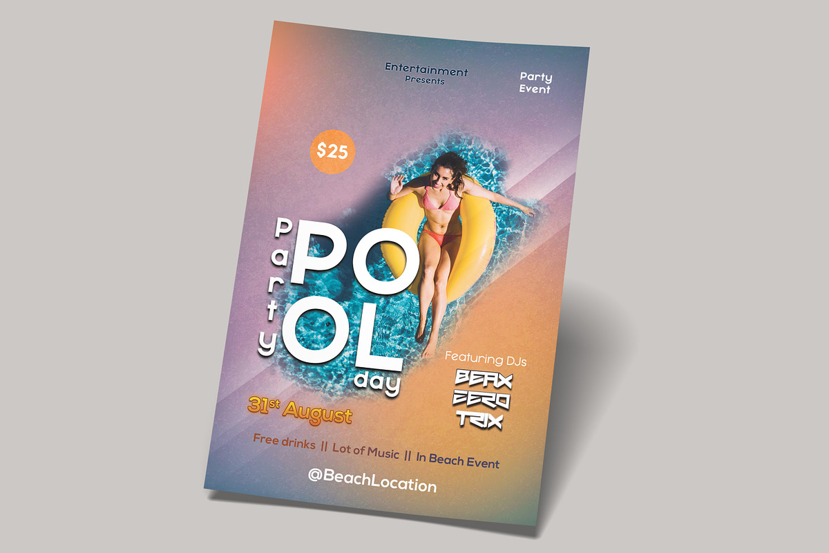 Pool Day Party PSD Flyer Template, a Flyer Template by Naim Selmani (Photo 2 of 3)