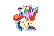 Social networks, media concepts set, a Technology Illustration by PaperTrident (Thumbnail 10 of 17)