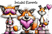 Quirky Funny Valentine Fox Clipart, an Illustration by cherrydesign (Thumbnail 2 of 4)