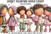 Quirky Valentine Couple Clipart, an Illustration by OK Design (Thumbnail 1 of 6)