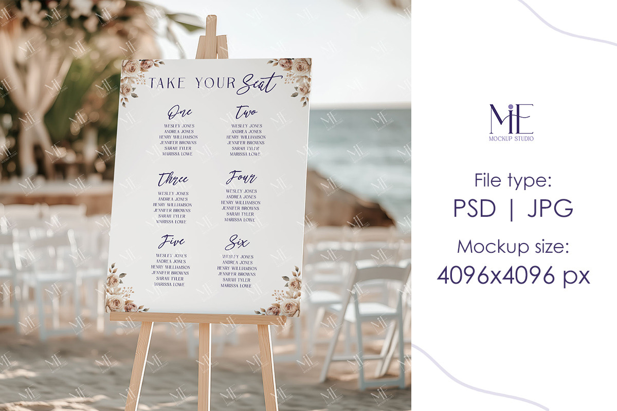 Easel Sign Mockup Beach Wedding PSD, a Mockup by Mie Mockup Studio (Photo 4 of 7)
