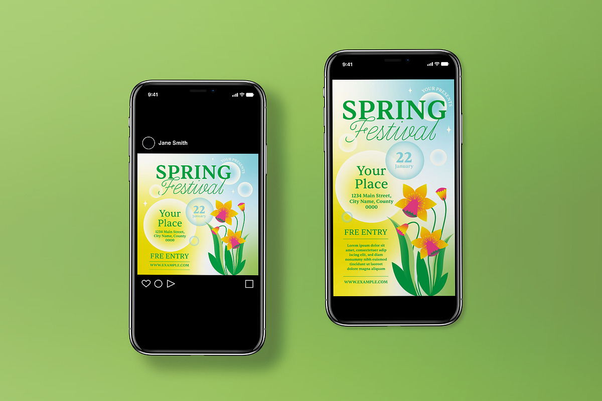 Yellow Y2K Spring Festival Flyer Set, a Flyer Template by graphicook (Photo 3 of 3)