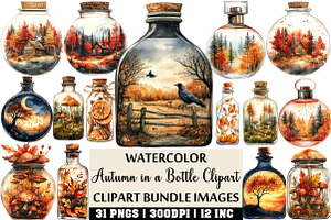 Autumn in a Bottle Clipart Set, an Illustration by Craft Nest