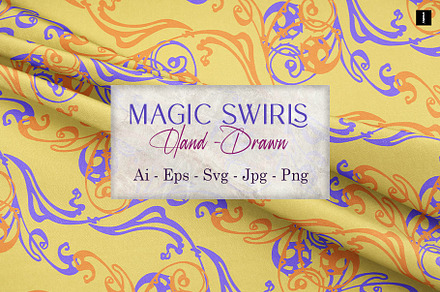 Magic Swirls – Vector Patterns, a Pattern Graphic by ilustrinna